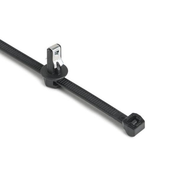 HellermannTyton 156-01796 Cable Tie Mounts Blind Hole Mount Outside Serrated Tie 1/4" Thread/Non-Thread Hole, 8", 50lb, PA66HS, Black, | American Cable Assemblies