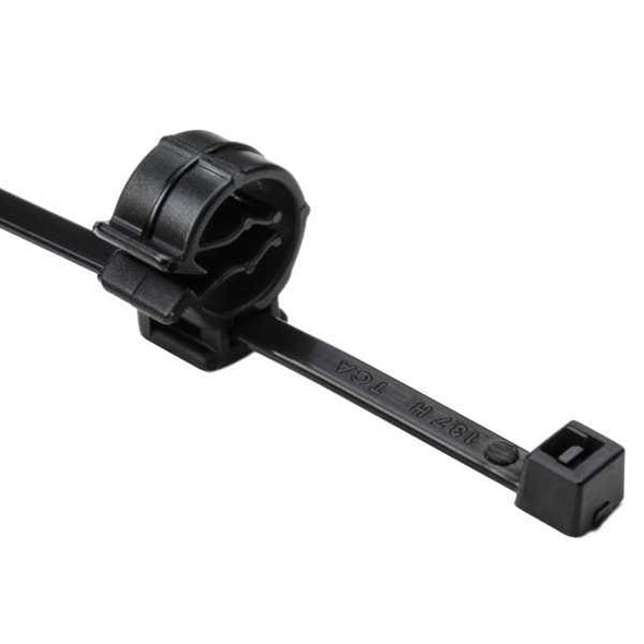 HellermannTyton 156-00306 Cable Tie Mounts 2-Piece Cable Tie with Pipe Clip, 50lbs, Clip Dia .16"-.4" Max Bun Dia. 1.38" PA66HS Tie, HIRHS MNT, BLK | American Cable Assemblies
