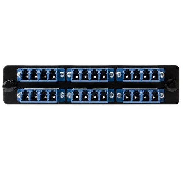 HellermannTyton FAP12DSMLC Wire Ducting & Raceways Fiber Adapter Panel Preloaded with 6 Quad LC SM, Blue, 1/pkg | American Cable Assemblies