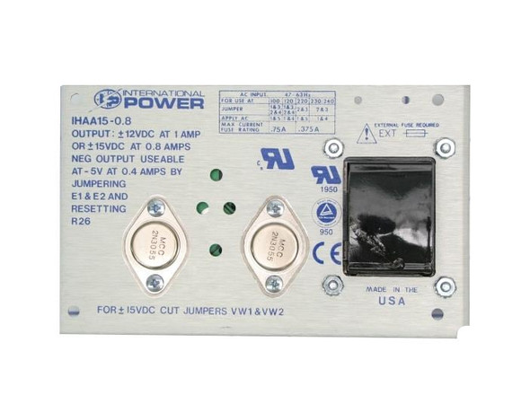 International Power IPIHAA15-0.8-510 Linear Power Supplies +/-15V 0.8A Made in the USA | American Cable Assemblies