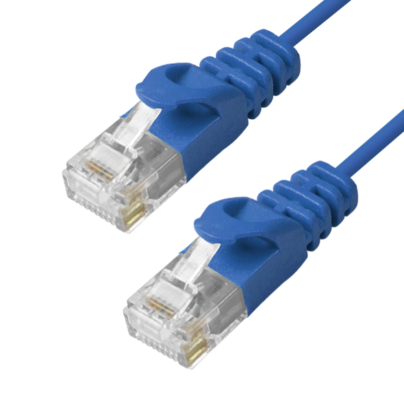 YC Cables YCSL-FER6E-001-BL Cat6 Slim Patch Cable Molded Snagless Boot | American Cable Assemblies