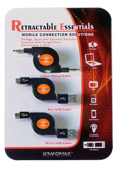 YC Cables YCR-COMBO-3-BK 3 Pack Retractable Kit | American Cable Assemblies