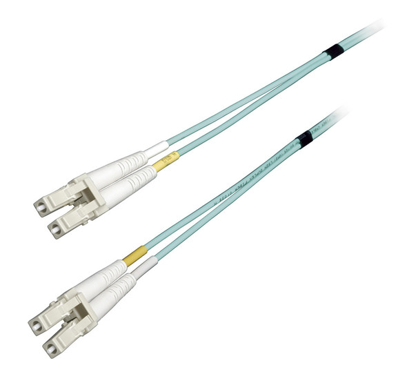 Camplex MMD50-LC-LC-001 Premium Bend Tolerant Fiber Patch Cable OM3 Multimode Duplex LC to LC - Aqua - 1 Meter | American Cable Assemblies