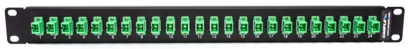 Camplex HF-OPRP-11 Patch Panel - 1RU 24-Port Preloaded with SC APC Simplex Single Mode Adapters - Green