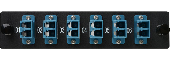 Camplex CMX-MP12LCDP 6-Port LC Duplex Single Mode Fiber Adapter Plate Module with Ceramic Connectors- Blue | American Cable Assemblies