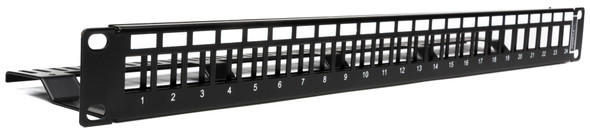 Camplex CMX-KP-1001 Blank 1RU Rackmount Keystone Patch Panel - 24-Port with Cable Manager | American Cable Assemblies