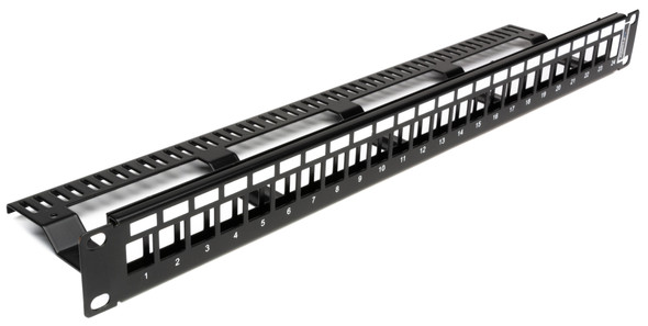 Camplex CMX-KP-1001 Blank 1RU Rackmount Keystone Patch Panel - 24-Port with Cable Manager
