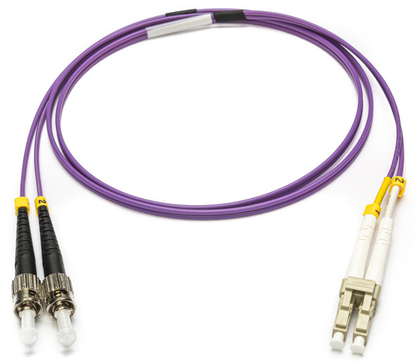 Camplex MMXDM4-ST-LC-001 OM4 Bend Tolerant Multimode Duplex ST to LC Armored Fiber Patch Cable - Purple - 1 Meter | American Cable Assemblies
