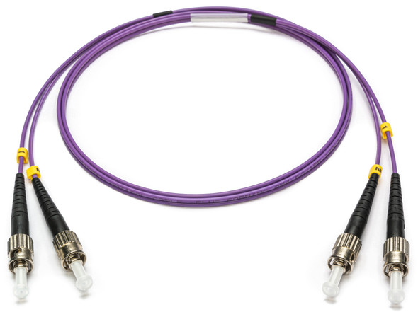 Camplex MMXDM4-ST-ST-001 OM4 Bend Tolerant Multimode Duplex ST to ST Armored Fiber Patch Cable - Purple - 1 Meter | American Cable Assemblies