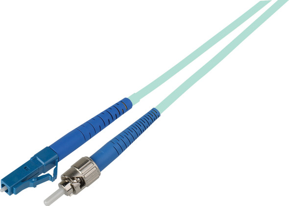 Camplex MMS50-ST-LC-001 Premium Bend Tolerant Fiber Patch Cable OM3 Multimode Simplex ST to LC - Aqua - 1 Meter | American Cable Assemblies