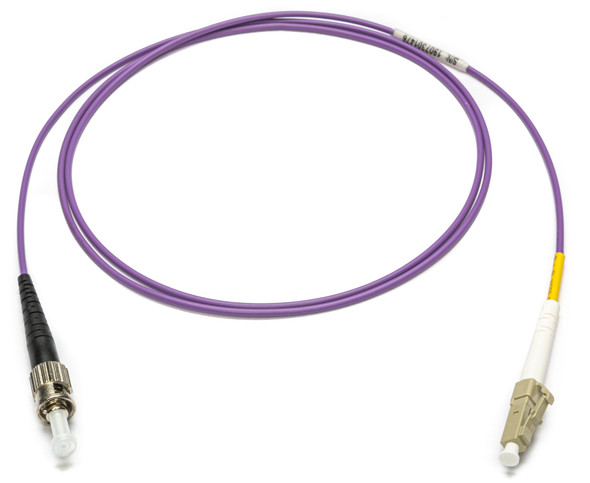 Camplex MMXSM4-ST-LC-001 OM4 Bend Tolerant Multimode Simplex ST to LC Armored Fiber Patch Cable - Purple - 1 Meter | American Cable Assemblies