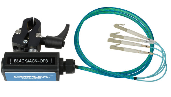 Camplex BLACKJACK-OP3 opticalCON QUAD to Four (4) LC Breakout Adapter - Multimode with Clamp | American Cable Assemblies