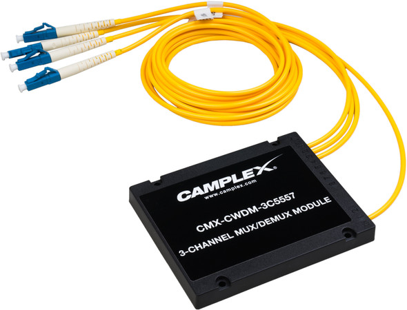 Camplex CMX-CWDM-3C5557 3 Channel CWDM Multiplexer/Demultiplexer with LC Fiber Pigtails - 3 Foot | American Cable Assemblies