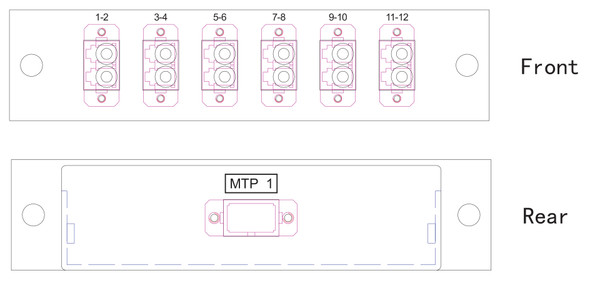 Camplex CMX-MPLGXSM12LC 12 Fiber SM LGX Cassette - 1 MPO Male Connector to 12 LC Female Connectors | American Cable Assemblies