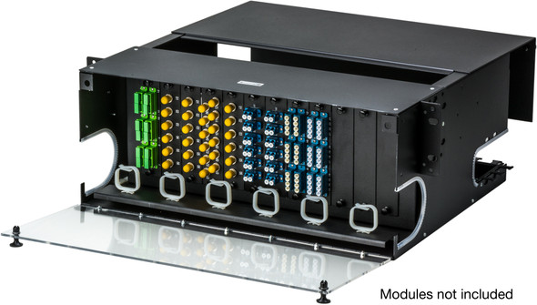 Camplex CMX-MPR-4RU Adjustable Fiber Enclosure for 19 or 23-Inch Racks - Holds 12 Modules for up to 288 Fibers