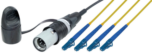 Camplex HF-OCL4S-LC-01 opticalCON QUAD LITE to (4) LC Single Mode Fiber Optic Tactical Patch Cable - 1 Foot | American Cable Assemblies