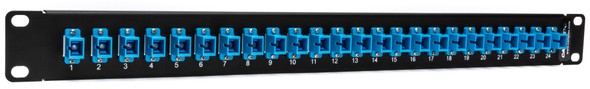 Camplex HF-OPRP-10 Patch Panel - 1RU 24-Port Preloaded with SC Simplex Single Mode Adapters - Blue | American Cable Assemblies