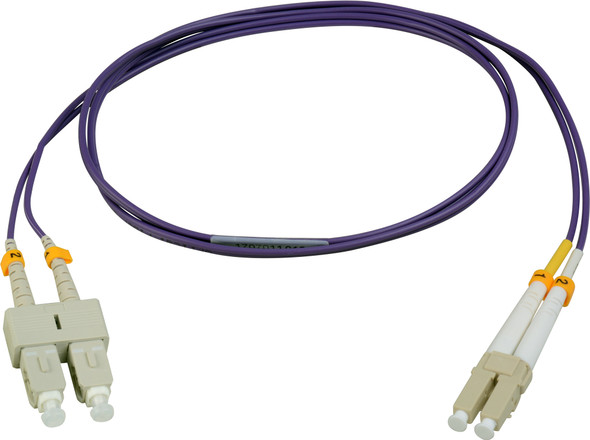 Camplex MMDM4-LC-SC-001 OM4 Premium Bend Tolerant Multimode Duplex LC to SC Fiber Patch Cable - Purple - 1 Meter | American Cable Assemblies