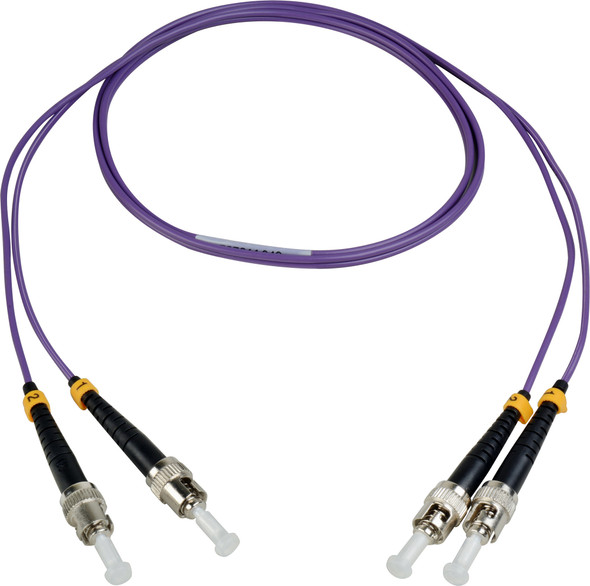 Camplex MMDM4-ST-ST-001 OM4 Premium Bend Tolerant Multimode Duplex ST to ST Fiber Patch Cable - Purple - 1 Meter | American Cable Assemblies