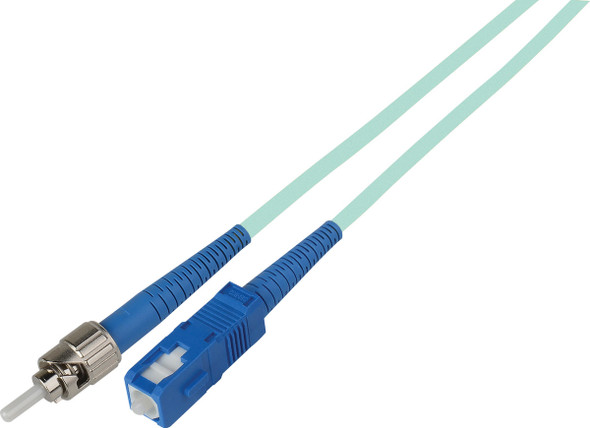Camplex MMS50-ST-SC-001 Premium Bend Tolerant Fiber Patch Cable OM3 Multimode Simplex ST to SC - Aqua - 1 Meter | American Cable Assemblies