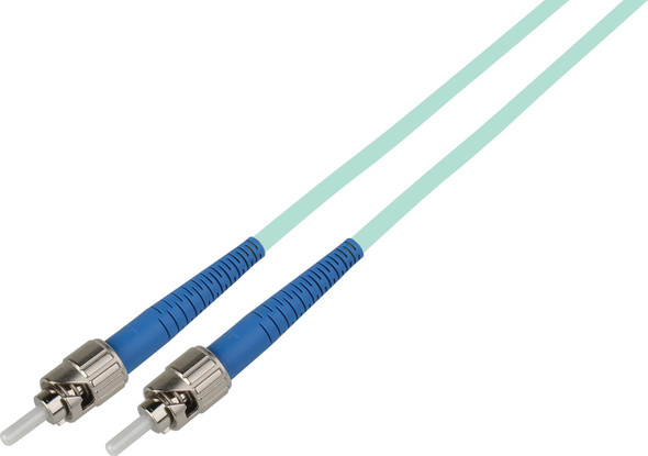 Camplex MMS50-ST-ST-001 Premium Bend Tolerant Fiber Patch Cable OM3 Multimode Simplex ST to ST - Aqua - 1 Meter | American Cable Assemblies