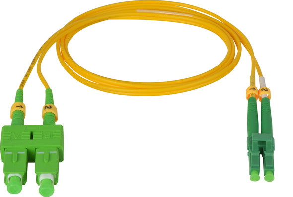 Camplex SMD9-ASC-ALC APC SC to APC LC Premium Bend Tolerant Single Mode Duplex Fiber Patch Cable - Yellow