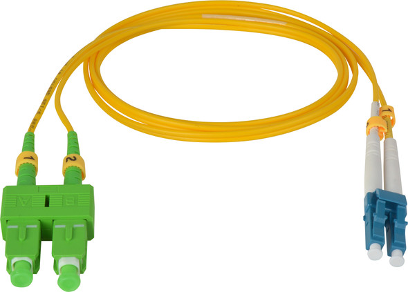 Camplex SMD9-ASC-LC APC SC to UPC LC Premium Bend Tolerant Single Mode Duplex Fiber Patch Cable - Yellow
