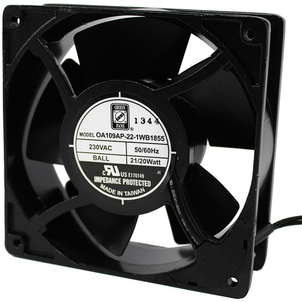 Orion Fans OA109AP-22-1WB1855 AC Fan, 230V, 120x120x38mm, 105CFM,48dBA, 10W,3100RPM,Wire Leads | American Cable Assemblies