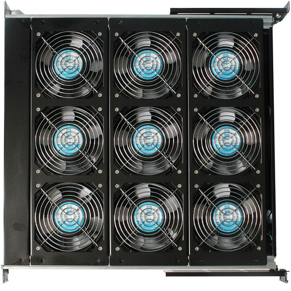 Orion Fans OET905 EC Fan Tray, 1 RU Expandable, Vertical Flow, 9 Fans, 80-265V,1204CFM, 19x19.175 | American Cable Assemblies