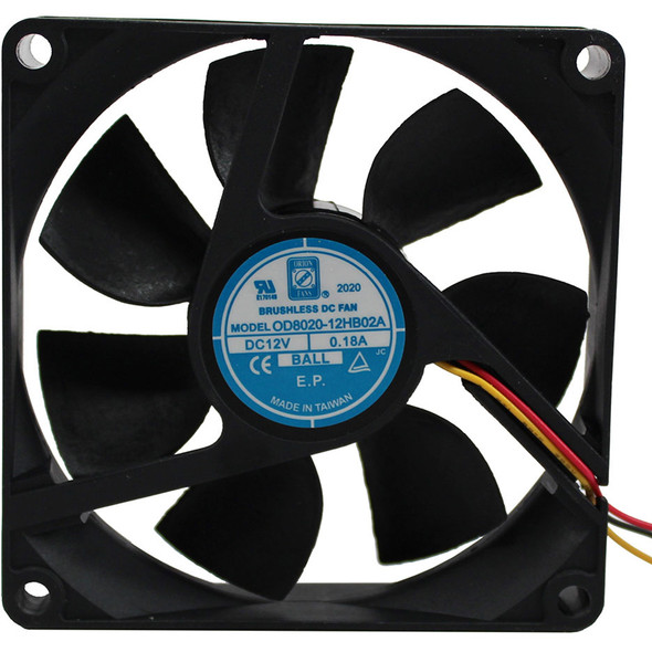 Orion Fans OD8020-12HB02A DC Fan, 12V, 80x80x20mm, Dual Ball, 0.18A, 3400RPM, 40CFM, 36dB | American Cable Assemblies