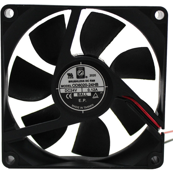 Orion Fans OD8020-24HB DC Fan, 24V, 80x80x20mm, Dual Ball, 0.12A, 3400RPM, 40CFM, 36dB | American Cable Assemblies