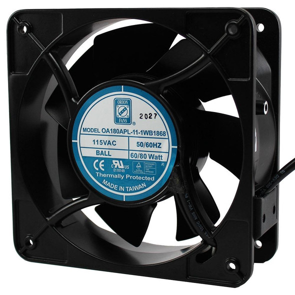 Orion Fans OA180APL-11-1WB1868 AC Fan, 115V 180 x 180 x 65mm, Metal, IP68, 400 CFM, WIRE LEADS | American Cable Assemblies