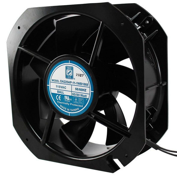 Orion Fans OA225AP-11-1WB1868 AC Fan, 115V 225 x 225 x 80mm, Metal, IP68, 620 CFM, WIRE LEADS | American Cable Assemblies