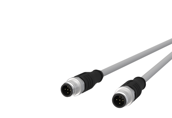 Metz Connect  M12 Sensor/actuator cable, A-coded,
M12 plug straight - M12 plug straight,
shielded, 5-pole, PVC-C | American Cable Assemblies