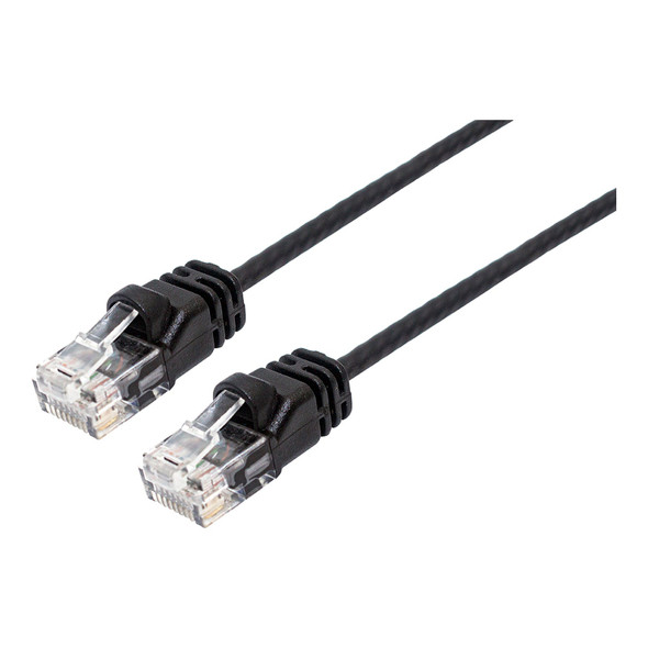 SR Component C6ATHBK7 Cat6A Thin Network Patch Cable, 10Gbps, 30AWG, Black, 7FT | American Cable Assemblies