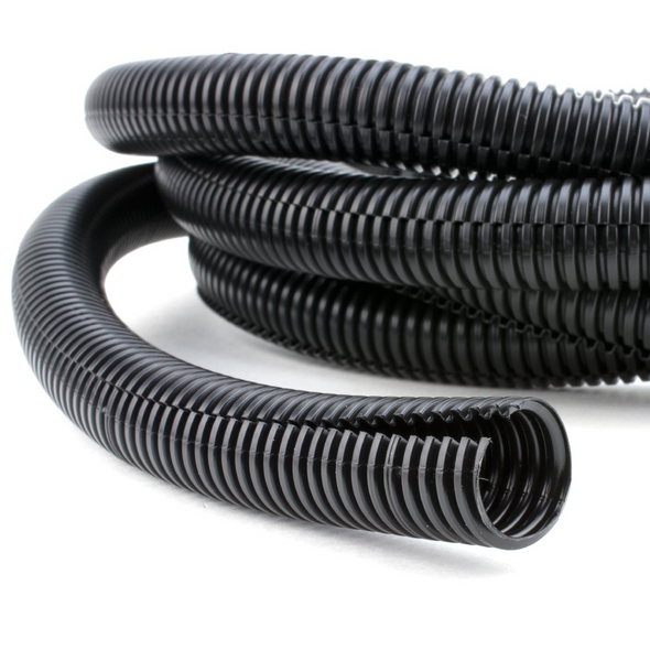 SR Component WL-1/4-100 Black Split Loom Tubing - 1/4" I.D. / 100' Roll | American Cable Assemblies