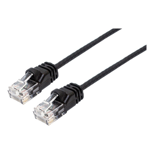 SR Components C6ATHBK10 Cat6A Thin Network Patch Cable, 10Gbps, 30AWG, Black, 10FT