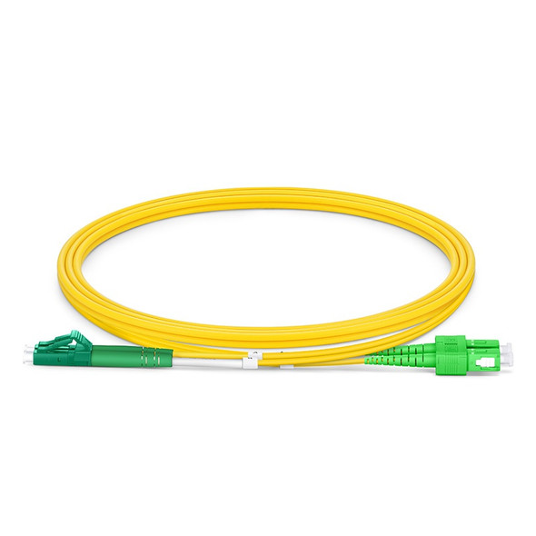 American Cable Assemblies #41163 LC APC to SC APC Duplex OS2 Single Mode PVC (OFNR) 2.0mm Tight-Buffered Fiber Optic Patch Cable