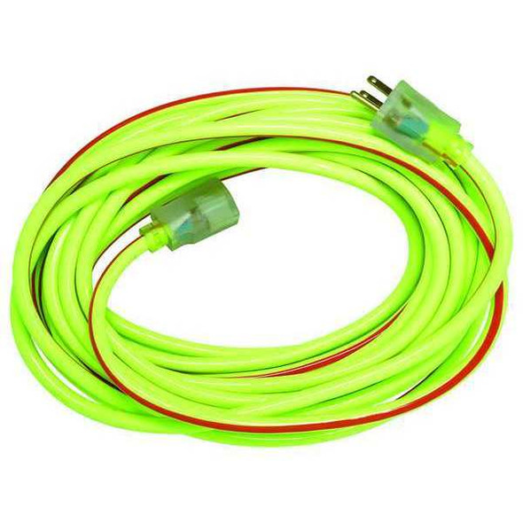 Southwire 2548SW0054 Extension Cord,  12 AWG,  50 ft,  3 Conductors,  SJTW,  125V AC,  NEMA 5-15,  PVC Jacket,  Lime Green/Red | American Cable Assemblies