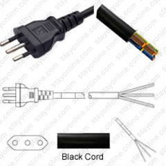 Italy CEI2350 Male Plug to ROJ 2.5 meters / 8 feet 10A/250V H05VV-F3G1.0 Black - Country Power Supply Cord