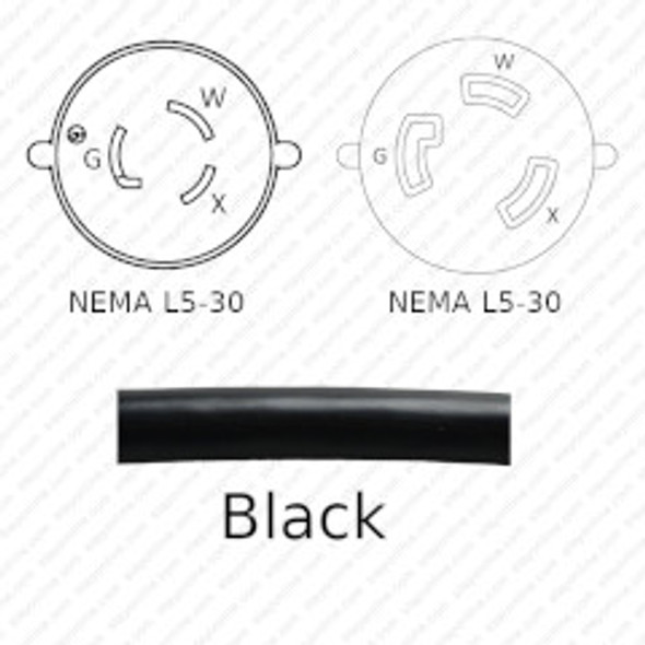 NEMA L5-30 Male Plug to L5-30 Connector 30.5 meters / 100 feet 25A/125V 10/3 SJT Black - Power Extension Cord