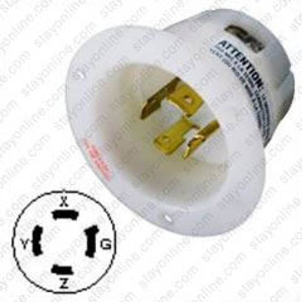 HUBBELL HBL2435 AC Flanged Inlet NEMA L16-20 Male White