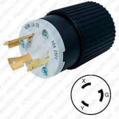 AC Male Power Plug Japan PSE NEMA L6-30 Black Straight Entry