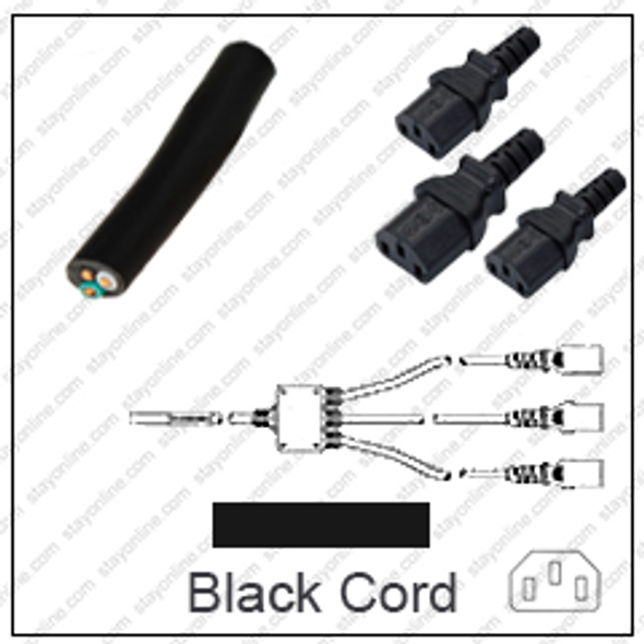 Cord Blunt/x3 C13 Black 99 Inch 10A/250V 18/3 SJT 26 inch legs