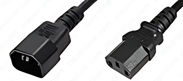 IEC320 C14 Male Plug to C13 Connector 0.3 meters / 1 foot 10A/250V H05VV-F3G0.75 & 18/3 SJT & HVCTF1.0 Black - Power Cord
