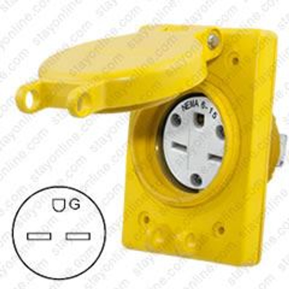 HUBBELL HBL60W49 AC Receptacle NEMA 6-15 Female Yellow Watertight