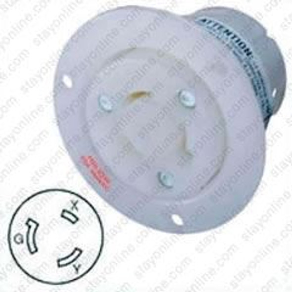 HUBBELL HBL2346 AC Flanged Outlet NEMA L8-20 Female White