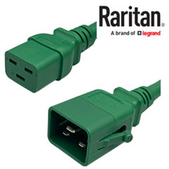 Raritan SecureLock SLC20C19-5FTK3-6PK IEC320 C20 Male Plug to C19 Connector 1.5 meters / 5 feet 20A/250V 12/3 SJT Green - 6 Pack Locking Power Cords