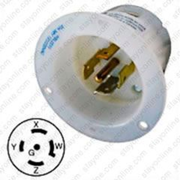 HUBBELL HBL2515 AC Flanged Inlet NEMA L21-20 Male White