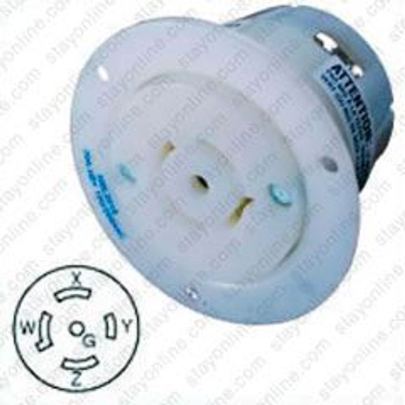 HUBBELL HBL2516 AC Flanged Outlet NEMA L21-20 Female White